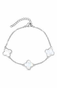Adornia Mother-of-Pearl Clover Station Bracelet