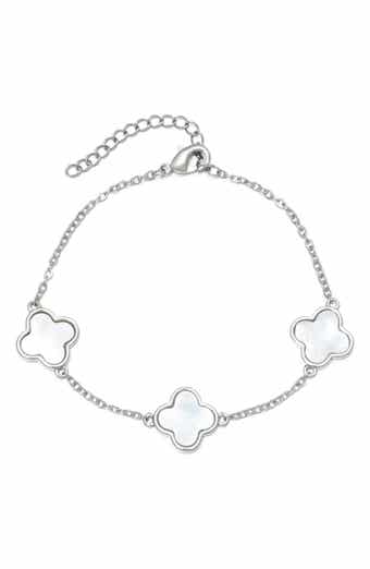 Adornia Mother-of-Pearl Clover Station Bracelet