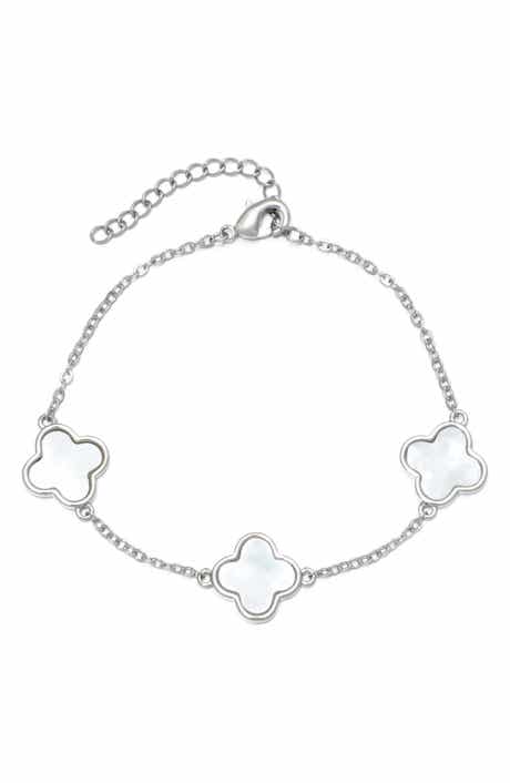 Adornia Mother-of-Pearl Clover Station Bracelet