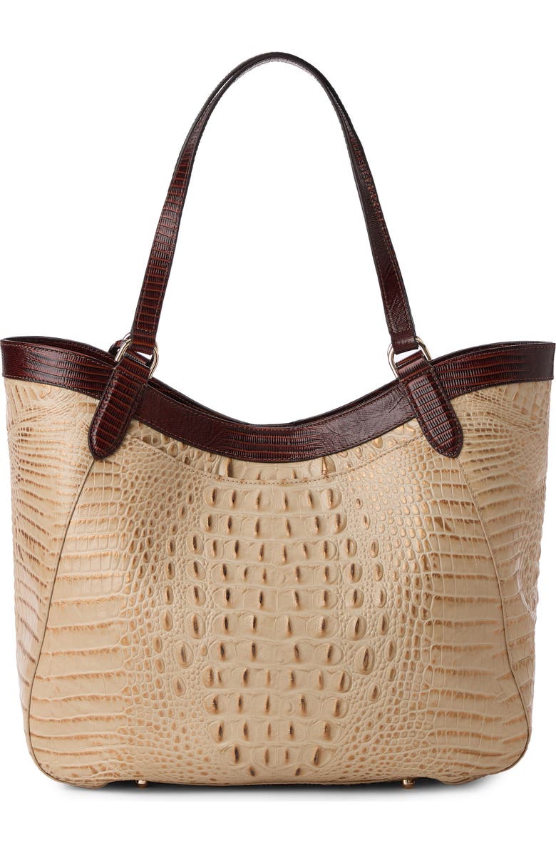 Brahmin Aliza Floral Appliqué Croc Embossed Leather Tote, Alternate, color,