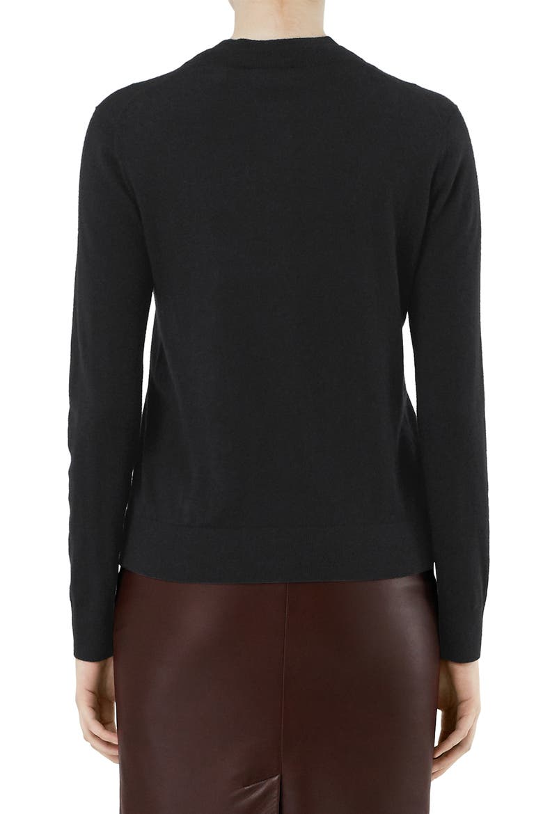 Monogram Logo Cashmere Cardigan, Alternate, color, BLACK