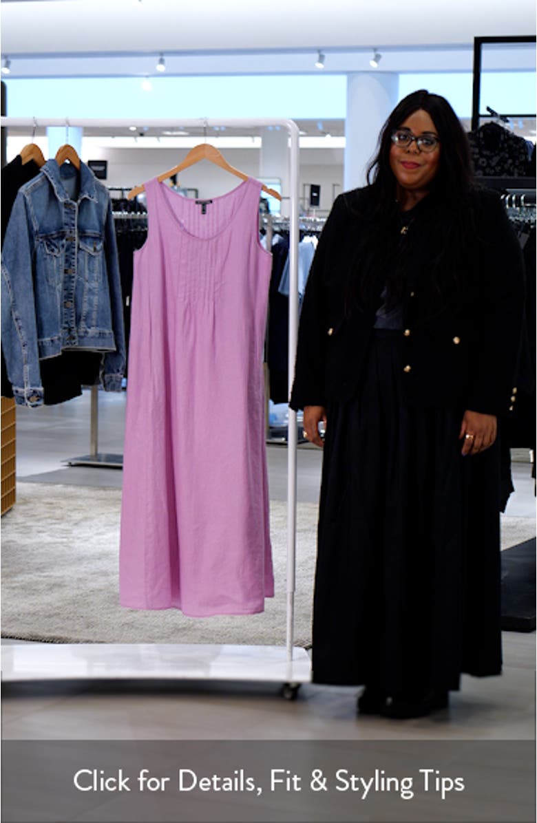 Pintuck Sleeveless Organic Linen Dress, sales video thumbnail