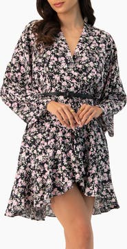 IVONNE Dolan Sleeve Short Floral V-Neck Dress