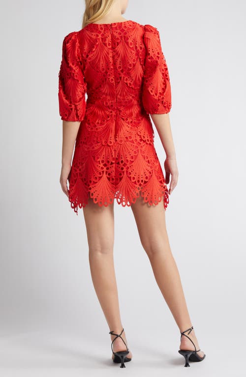 Shop Adelyn Rae Harper Lace Minidress In Poppy Red