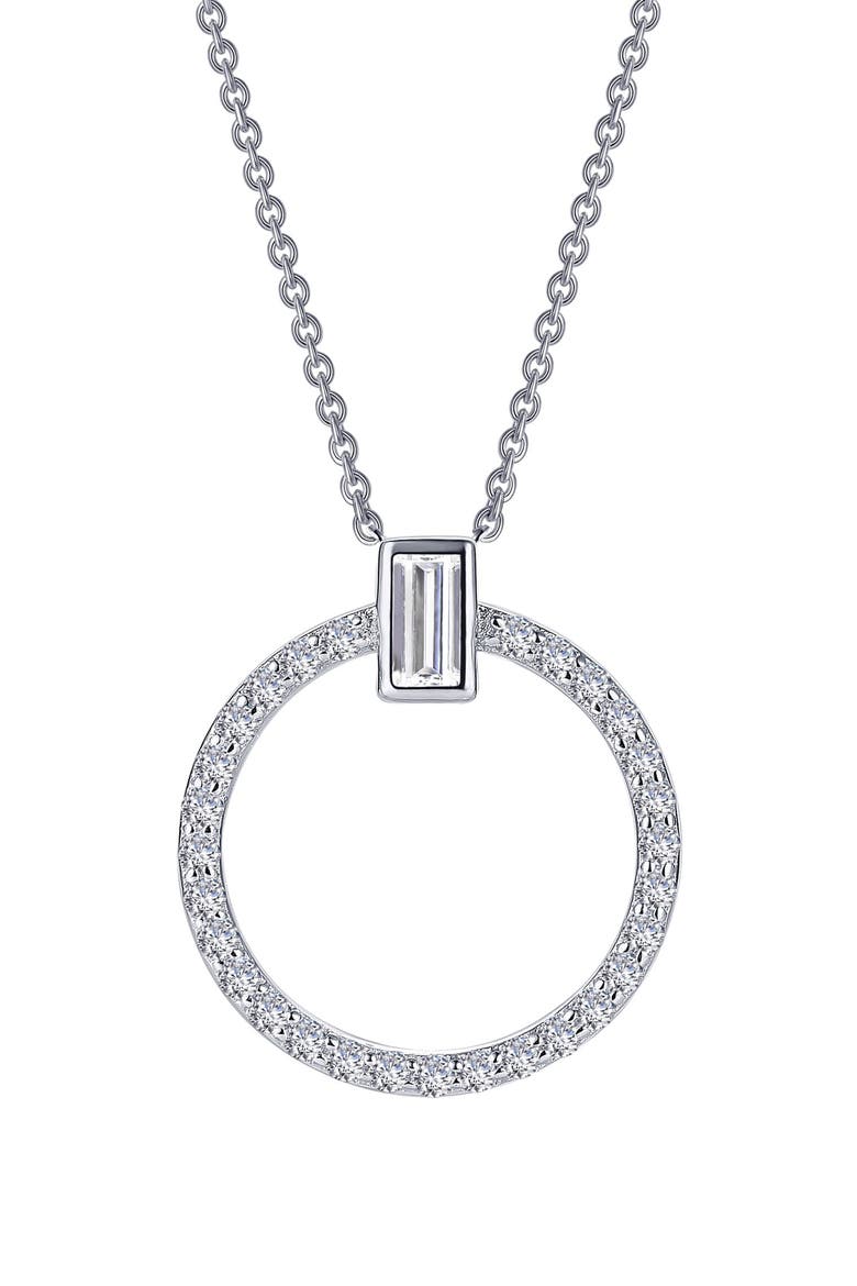 Simulated Diamond Open Circle Pendant Necklace, Main, color, WHITE
