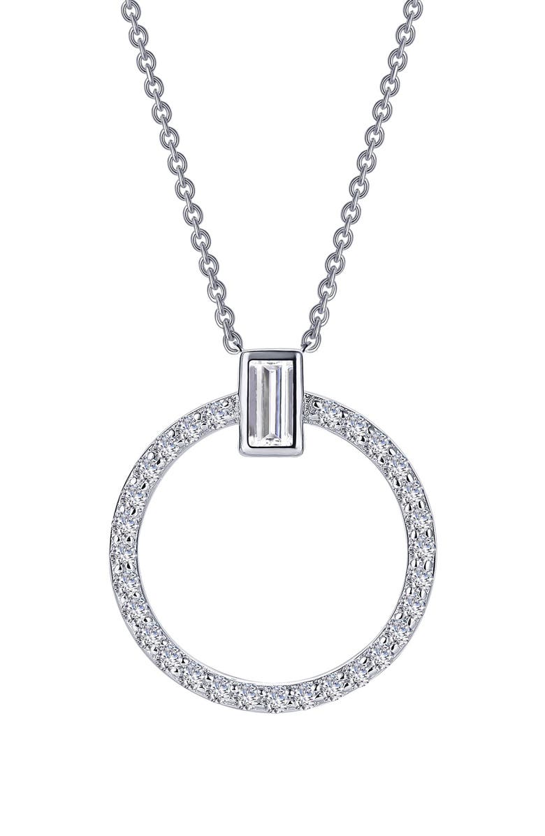 Lafonn Simulated Diamond Open Circle Pendant Necklace, Main, color, White