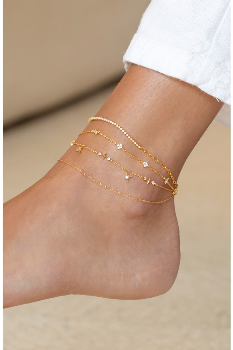 Wandering Stars Anklet, Alternate, color, GOLD