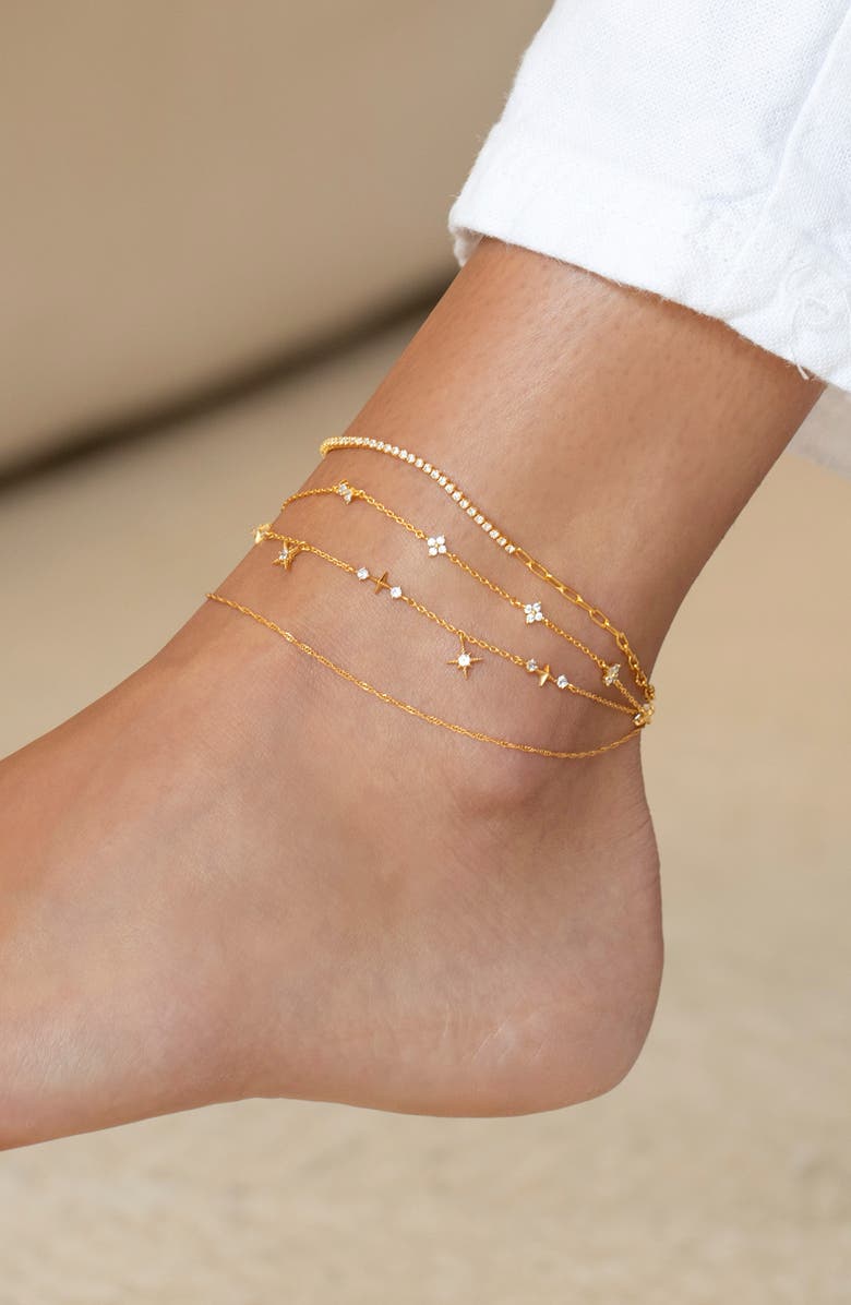 Girls Crew Wandering Stars Anklet, Alternate, color, Gold