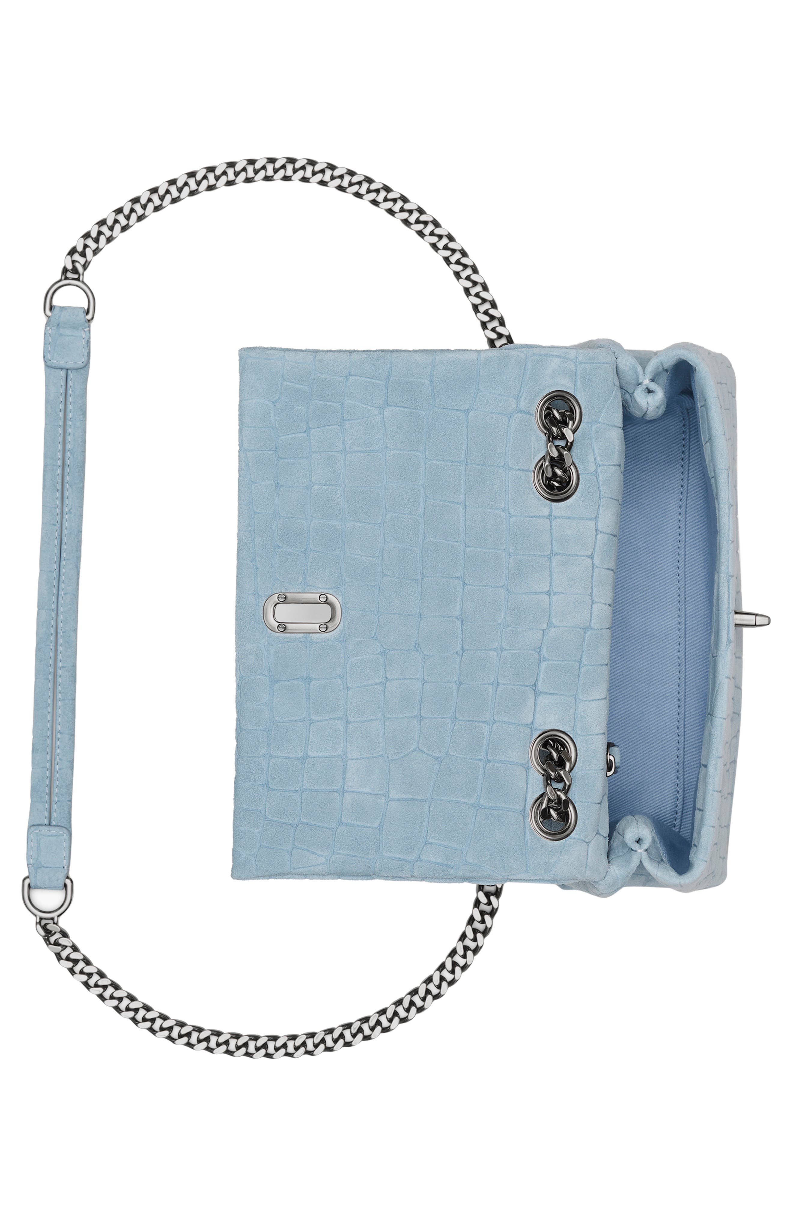 The Suede Croc Embossed Dual Convertible Shoulder Bag, Alternate, color, BLUE MIST
