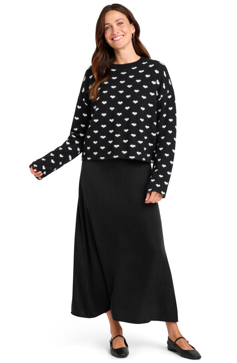 Splendid Lolly Hearts Jacquard Crewneck Sweater, Alternate, color, Black/ Snow Heather