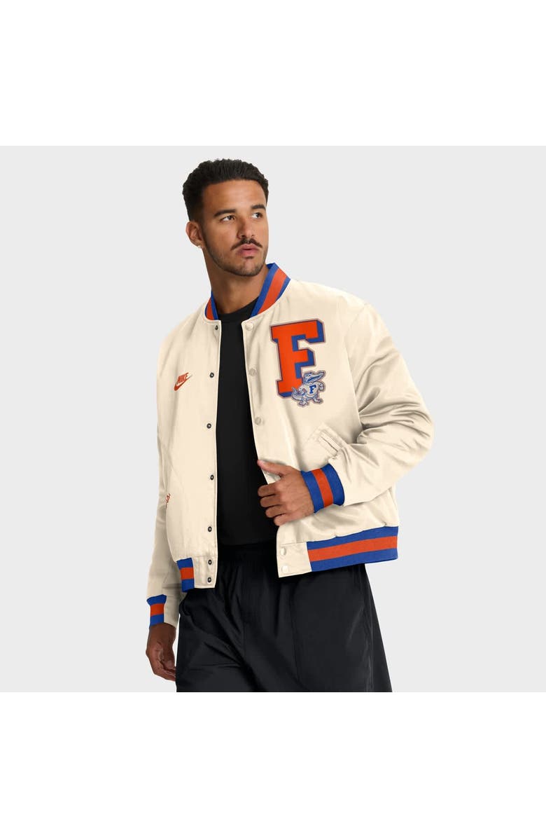 Nike Men's Nike Tan Florida Gators Legacy Full-Snap Bomber Jacket, Main, color, Tan