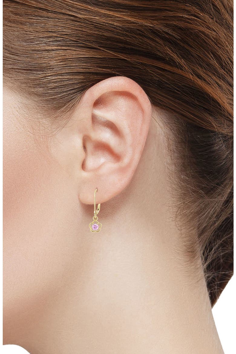 Kids' Flower Cubic Zirconia Drop Earrings, Alternate, color, GOLD