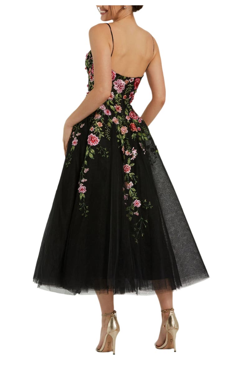 Mac Duggal Women's Bustier Embroidered Floral A-Line Dress, Alternate, color, Black Multi