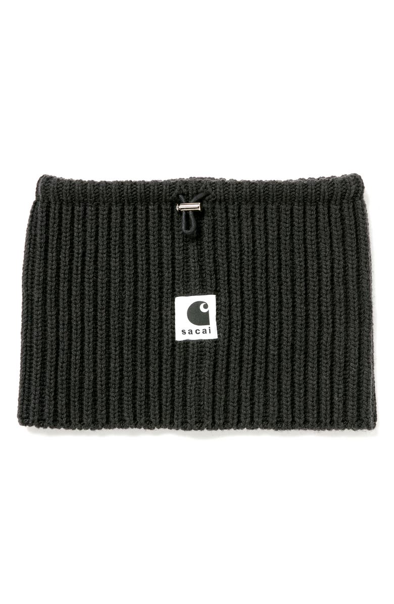 Sacai Carhartt WIP Rib Wool & Nylon Neck Warmer, Main, color, Black