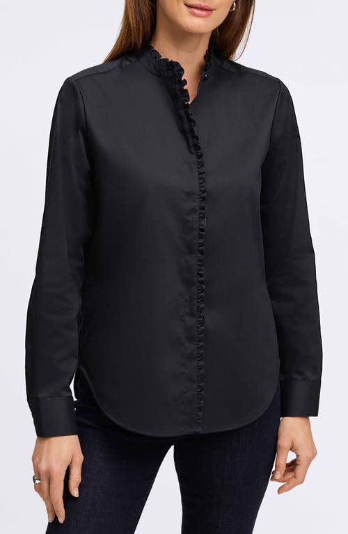 FOXCROFT FOXCROFT MARIEL RUFFLE PLACKET BUTTON-UP SHIRT 