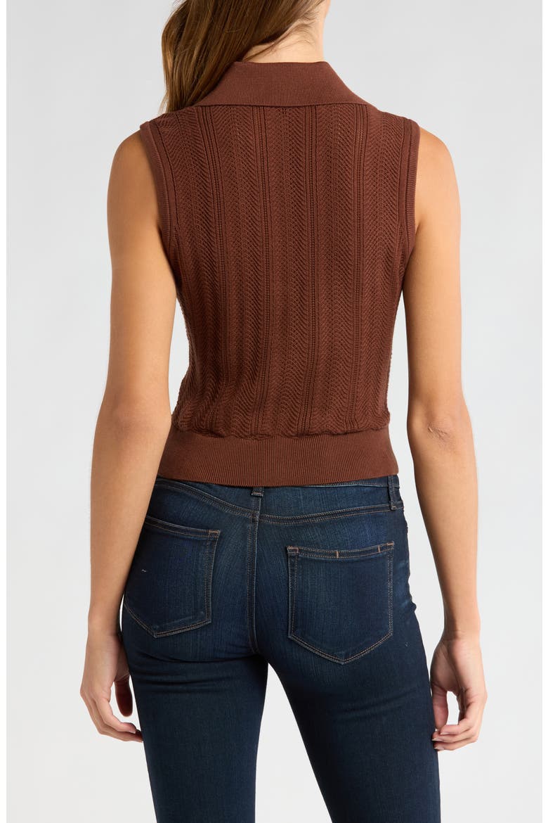 Rossana Sleeveless Pointelle Polo Sweater, Alternate, color, LANDSLIDE