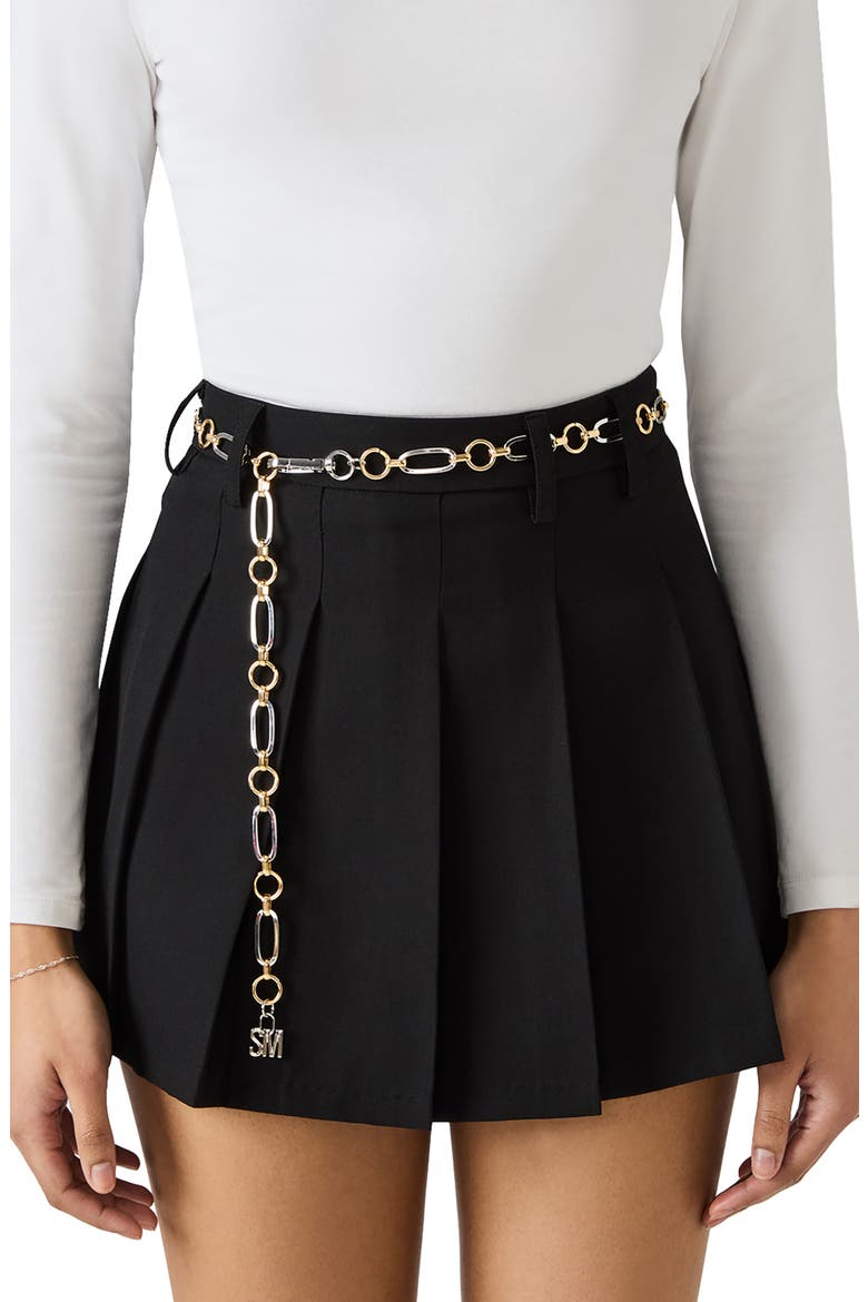 Mixed Metal Oval Circle Chain Belt, Alternate, color, SILVER-GOLD