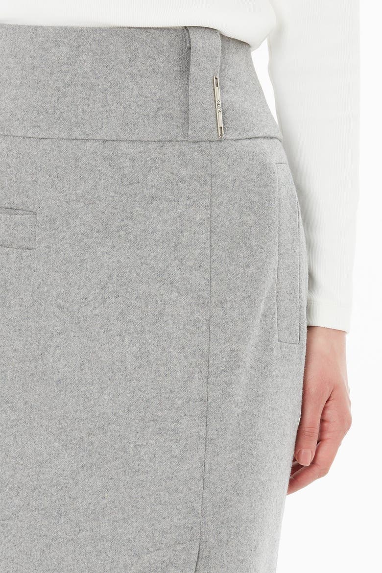 Skirt with Front Slit, Pockets and Belt Detail, Alternate, color, Grey