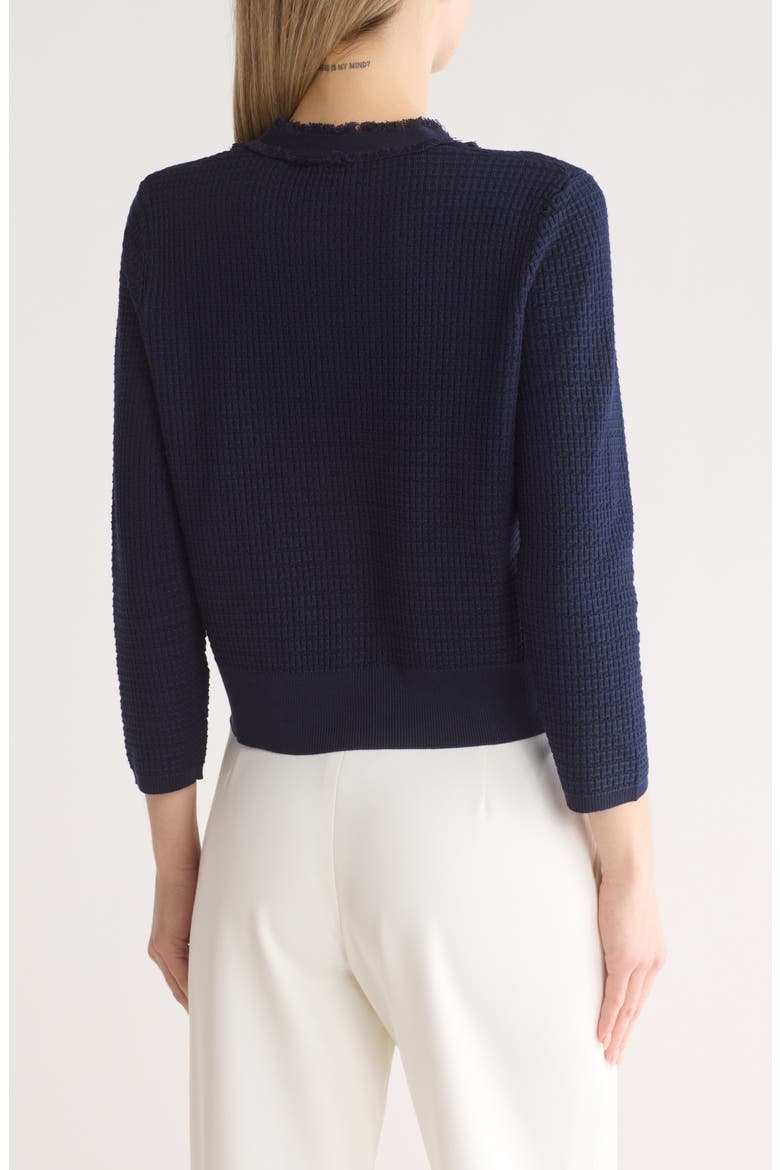 Frayed Waffle Knit Cardigan, Alternate, color, BLUE MOON