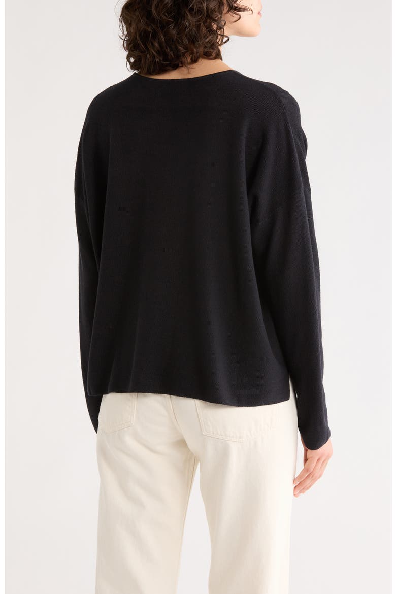 Organic Linen & Organic Cotton V-Neck Sweater, Alternate, color, BLACK