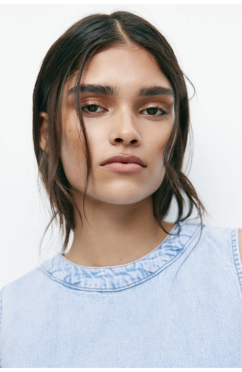 H&M Open-back Denim Top, Alternate, color, Light Denim Blue