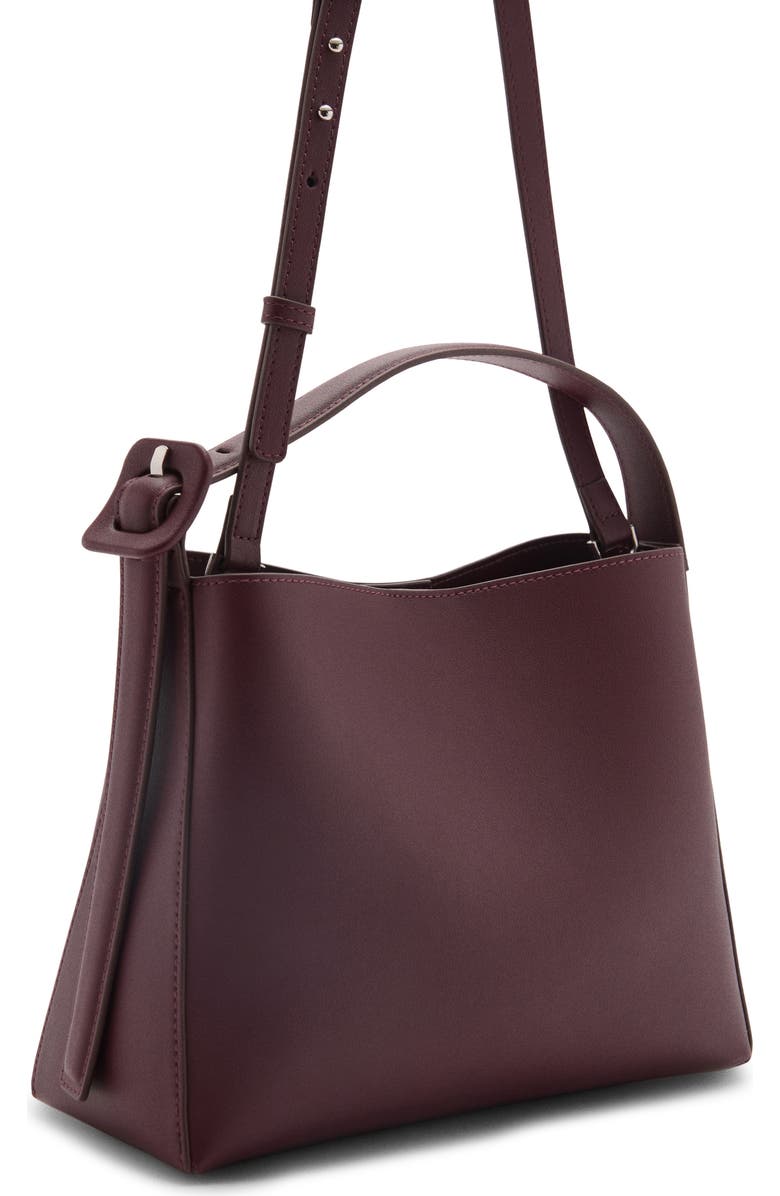 MANGO Faux Leather Shopper Tote, Alternate, color, Burgundy