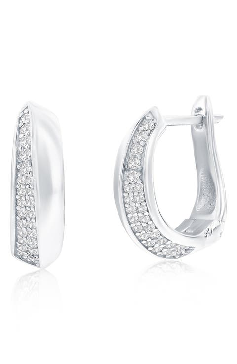 Pavé Cubic Zirconia Huggie Hoop Earrings