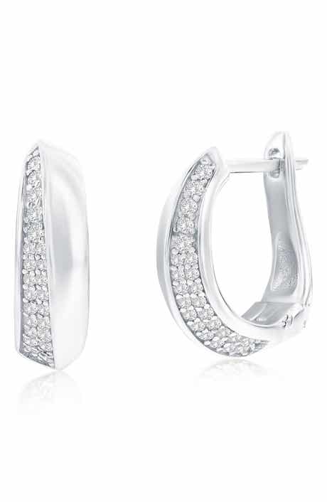 SIMONA Pavé Cubic Zirconia Huggie Hoop Earrings