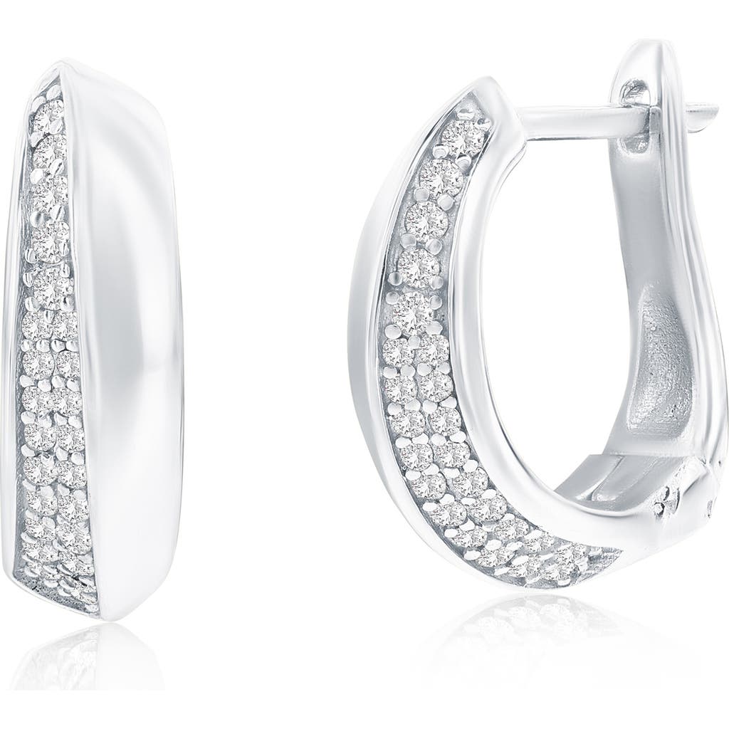Simona Pavé Cubic Zirconia Huggie Hoop Earrings In Metallic