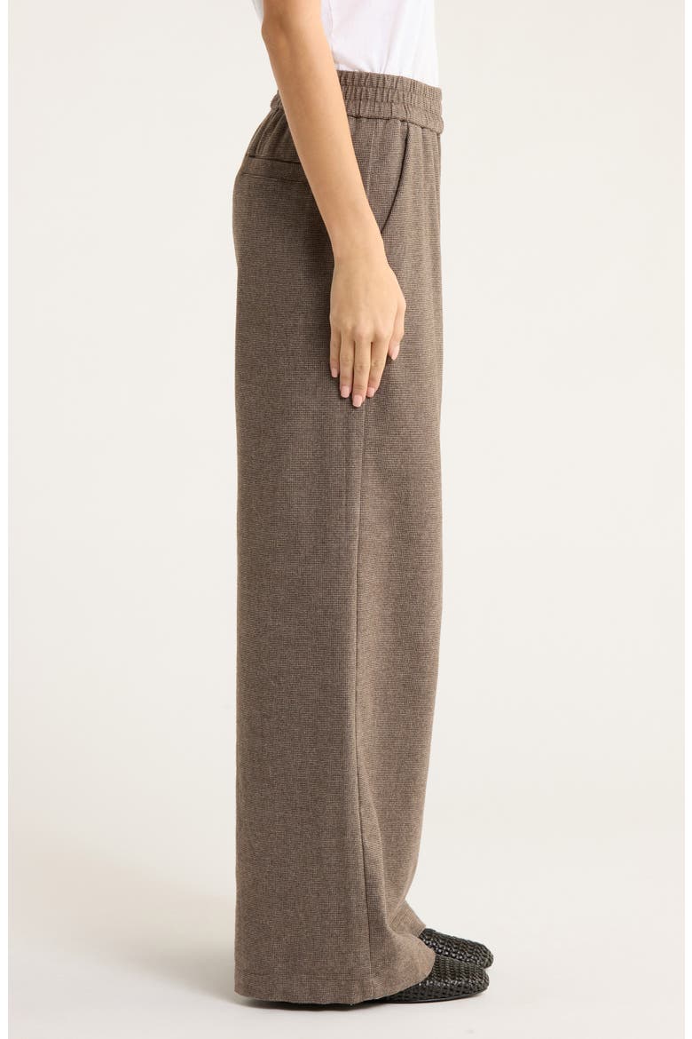 Allison Houndstooth Pull-On Wide Leg Moleskin Pants, Alternate, color, BROWN HOUNDSTOOTH