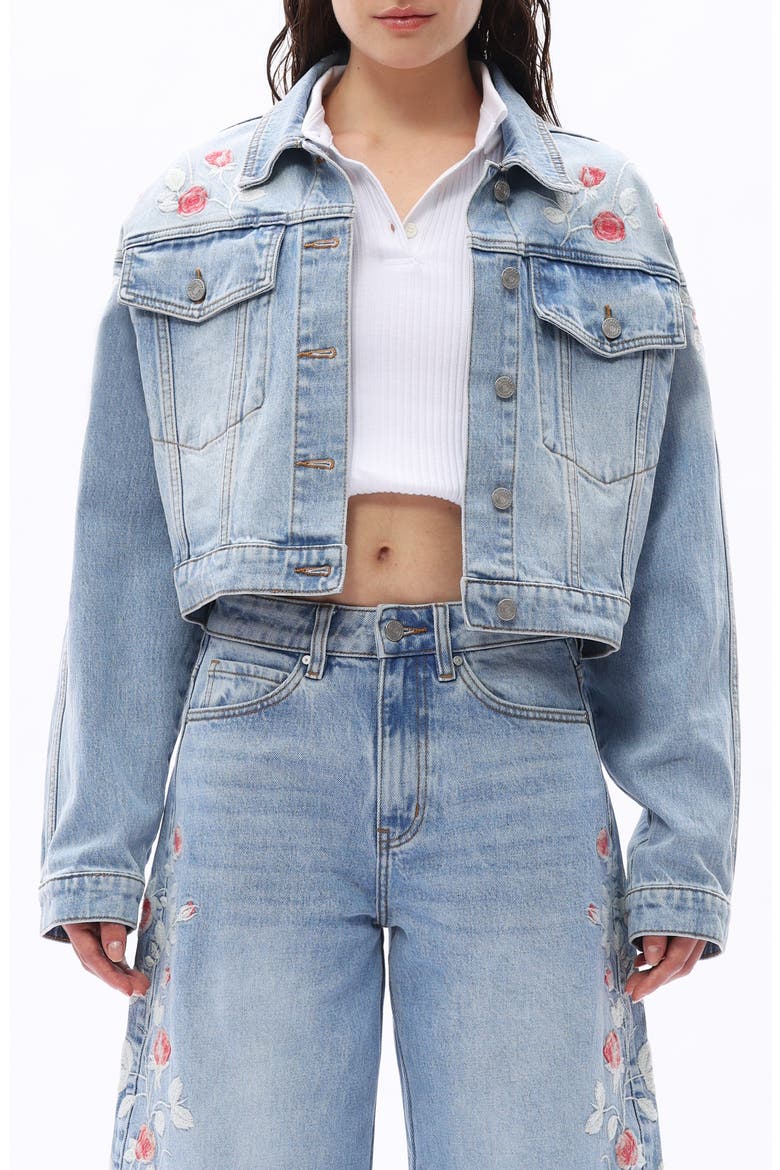 Crop Denim Jacket, Main, color, LIGHT BLUE