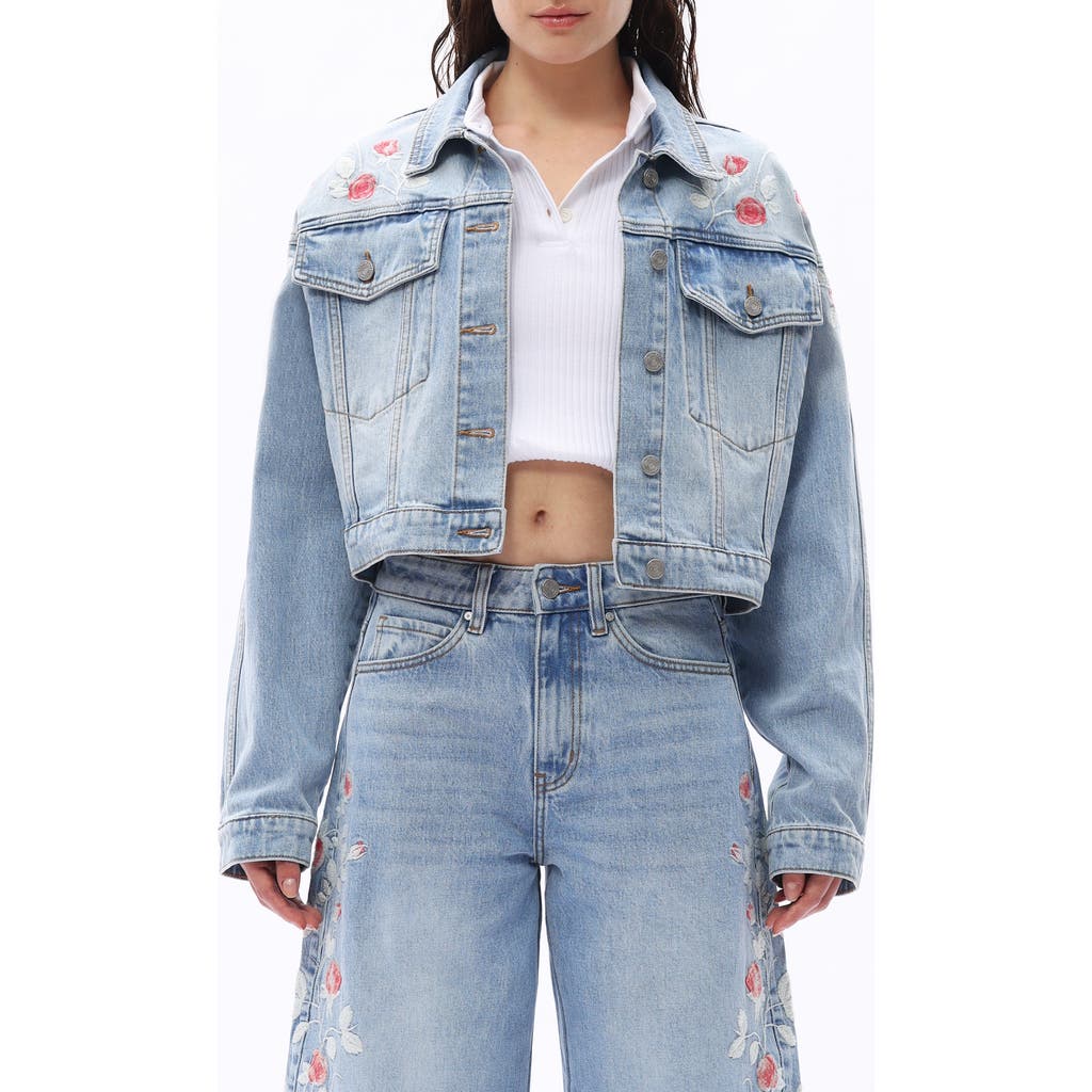 Bayeas Crop Denim Jacket In Blue