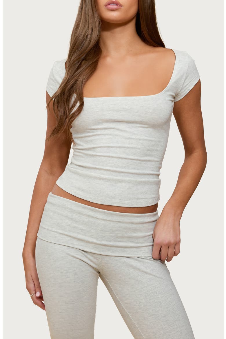 Esmarie Square Neck Crop Stretch Cotton T-Shirt, Main, color, GRAY-MELANGE