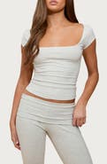 EDIKTED Esmarie Square Neck Crop Stretch Cotton T-Shirt
