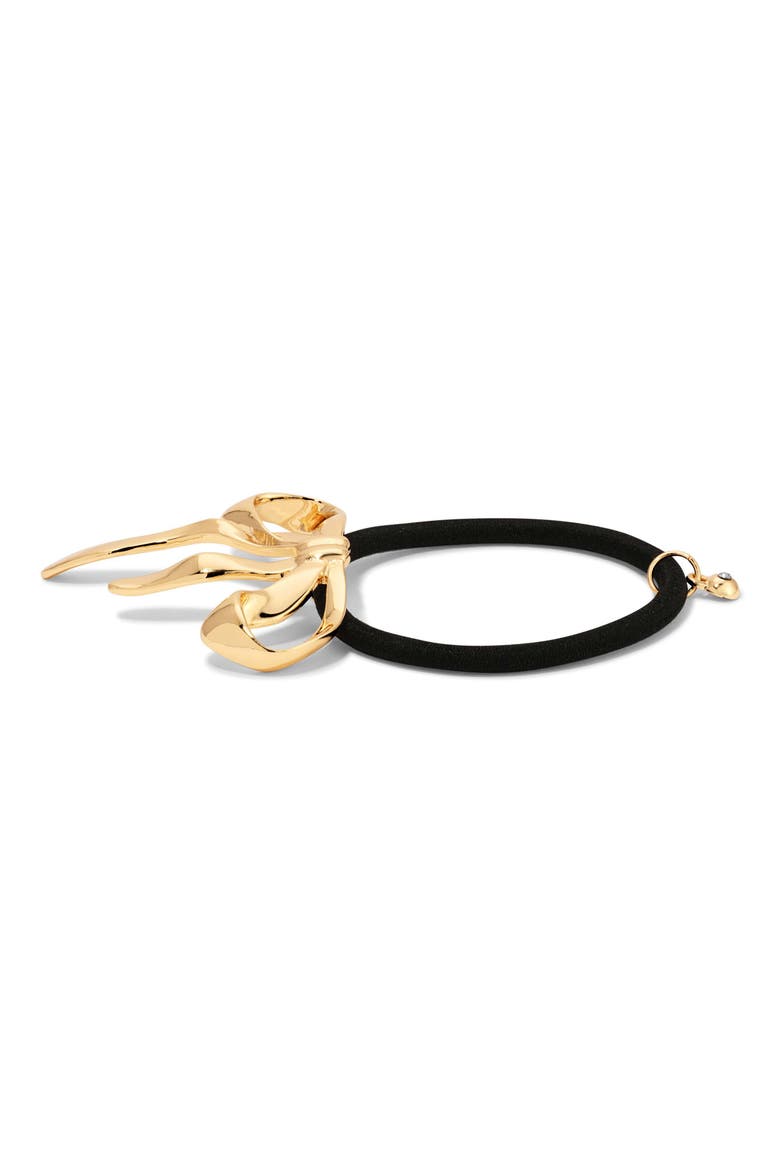 Bow Organica Ponytail Holder, Alternate, color, GOLD