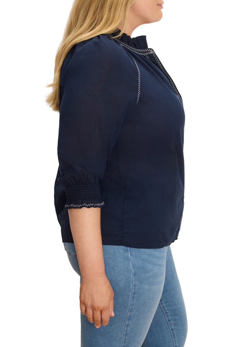 Zigzag Stitch Button-Up Shirt, Alternate, color, DARK INDIGO