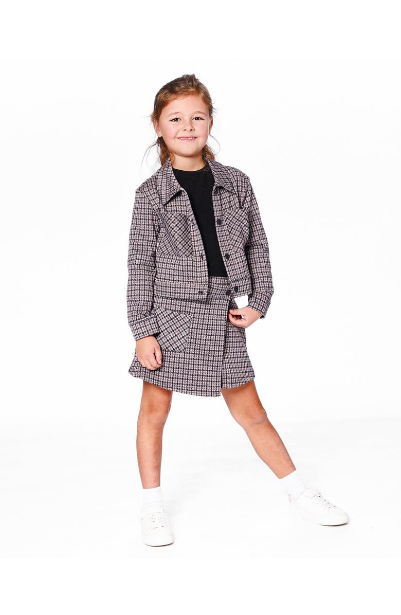 Deux par Deux Jacquard Knit Jacket with Houndstooth, Alternate, color, Black And Houndstooth