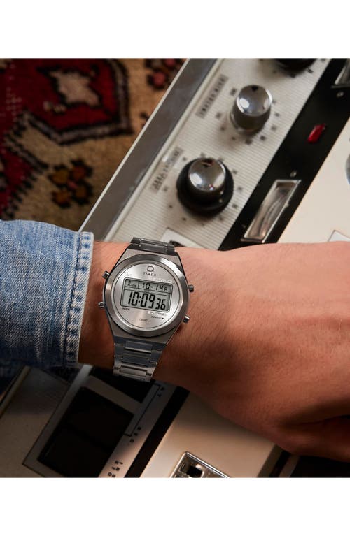 Timex ® Q  Continental Q80 Digital Bracelet Watch, 39mm In Silver