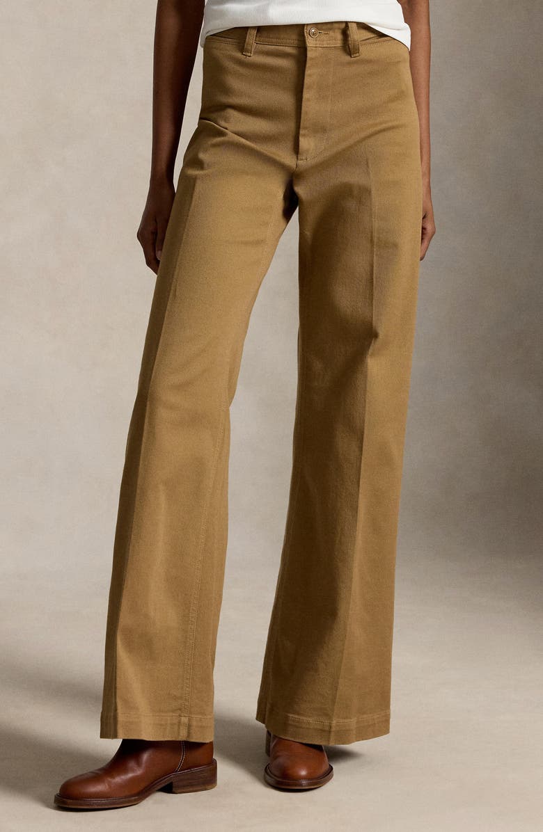 Polo Ralph Lauren Beaton High Waist Stretch Cotton Twill Pants, Alternate, color, Tan