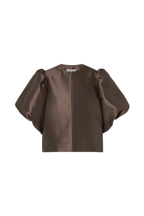 Malina Cleo Pouf Balloon Sleeve Blouse In Brown