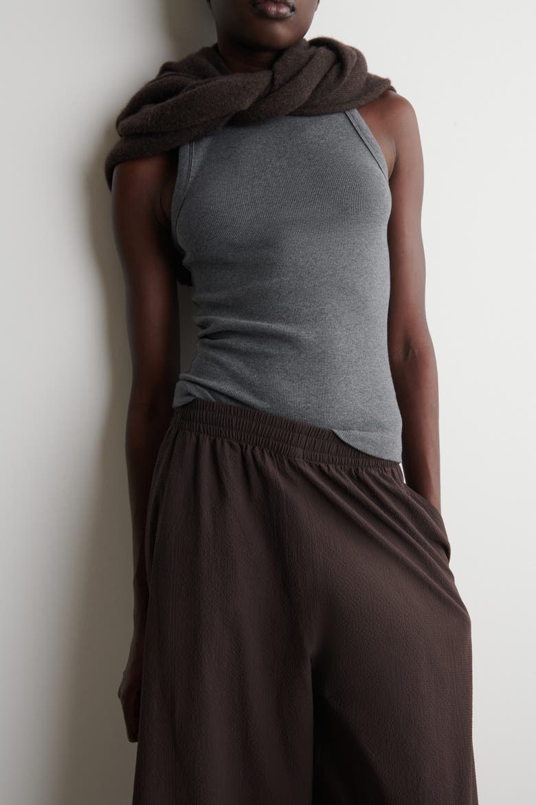 Seersucker Culottes, Alternate, color, BROWN