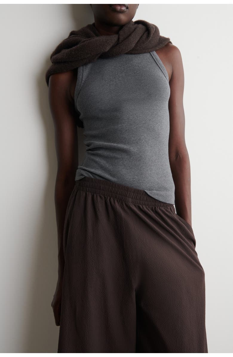 COS Seersucker Culottes, Alternate, color, Brown
