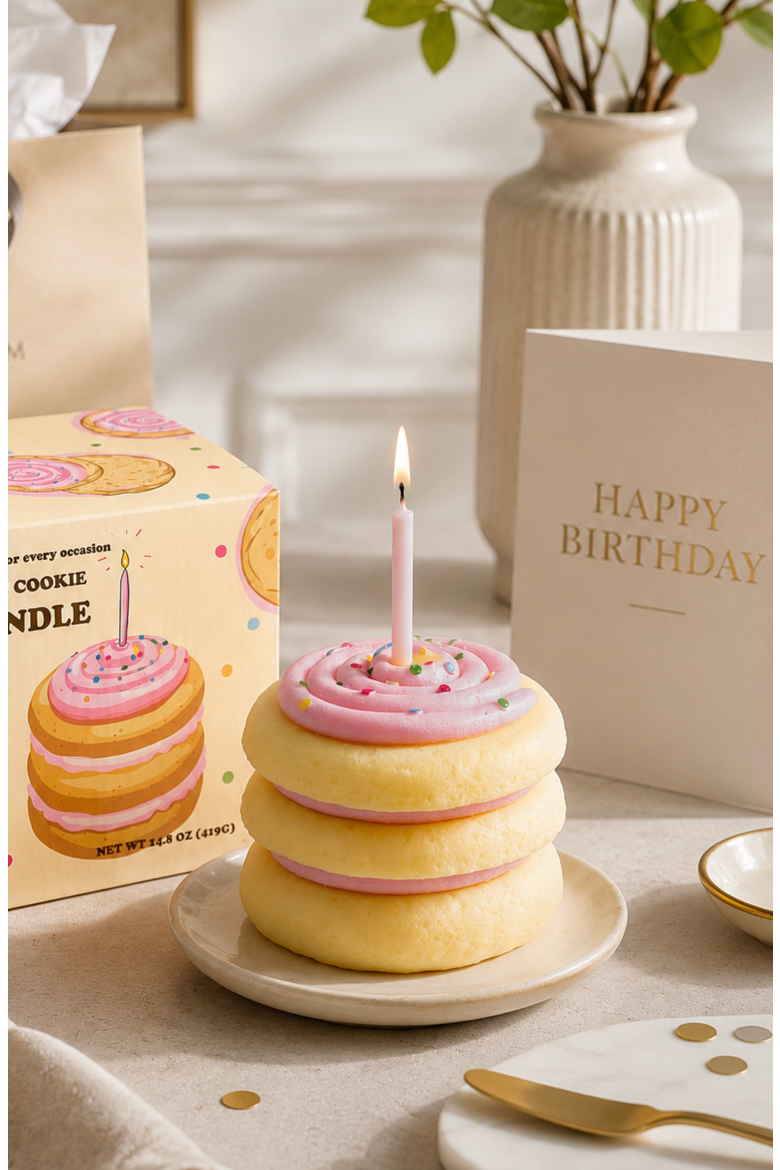 Cookie Cake Candle, Alternate, color, Pink