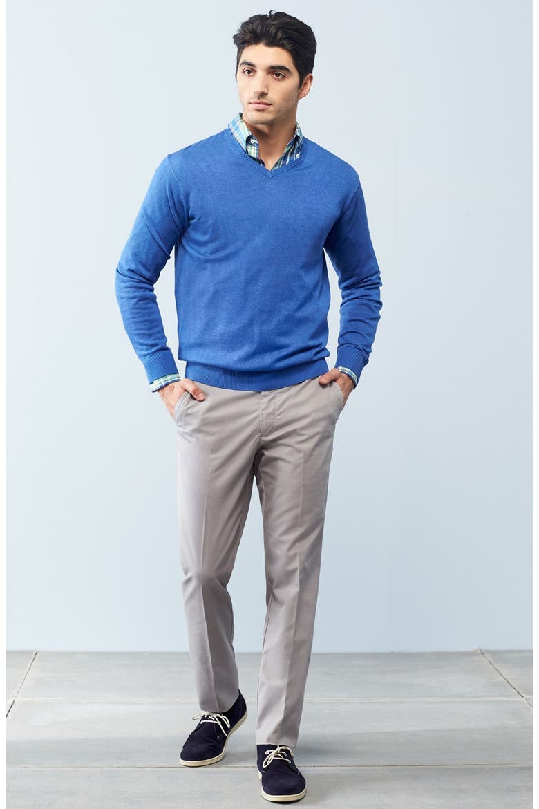 Silk Blend V-Neck Sweater, Alternate, color, SCOTTISH BLUE