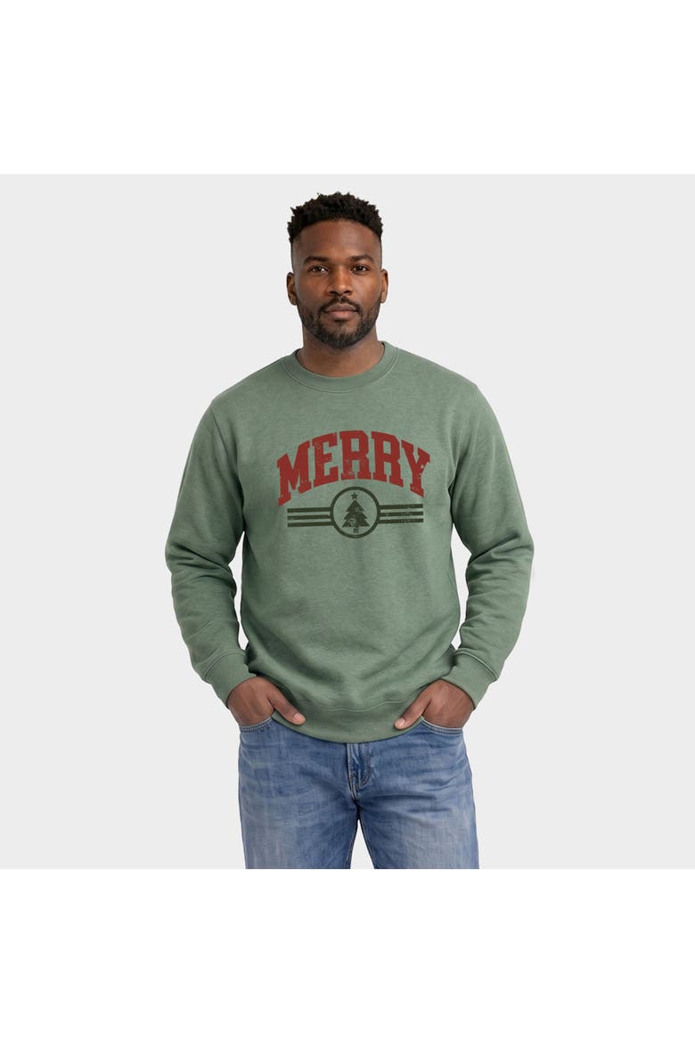 Merry Arched Tree Sweatshirt, Main, color, Heather Green