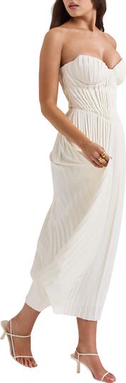 Amorata Strapless Pleated Georgette Cocktail Dress