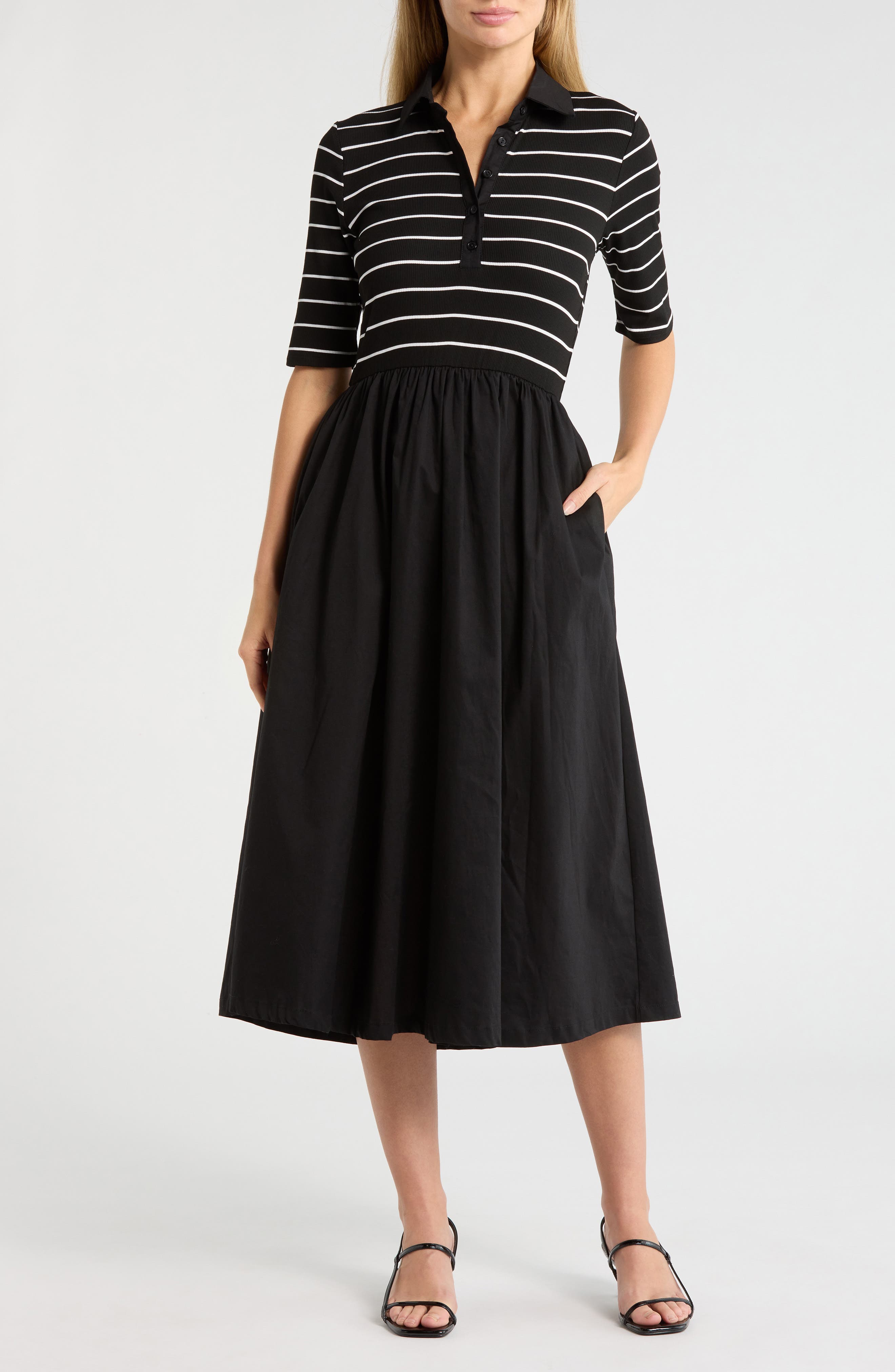 WEST K Stripe Bodice Polo Dress