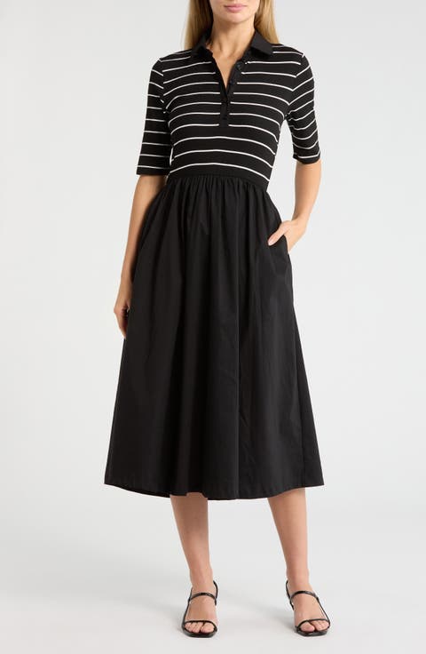 Stripe Bodice Polo Dress