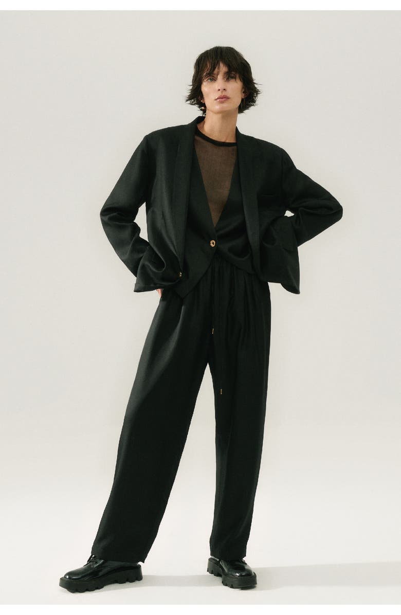 SILK LAUNDRY TWILL MIAMI BLAZER BLACK, Main, color, Black