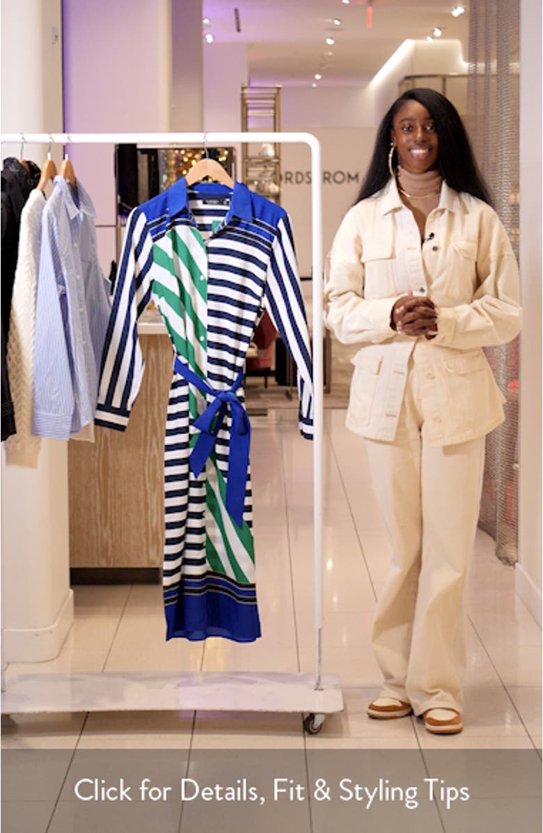 Fayella Stripe Long Sleeve Midi Shirtdress, sales video thumbnail